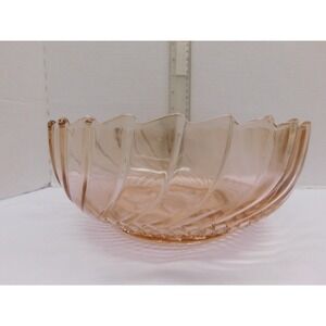 Vintage Floral Center Pink KIG Indonesia Glass Large Bowl